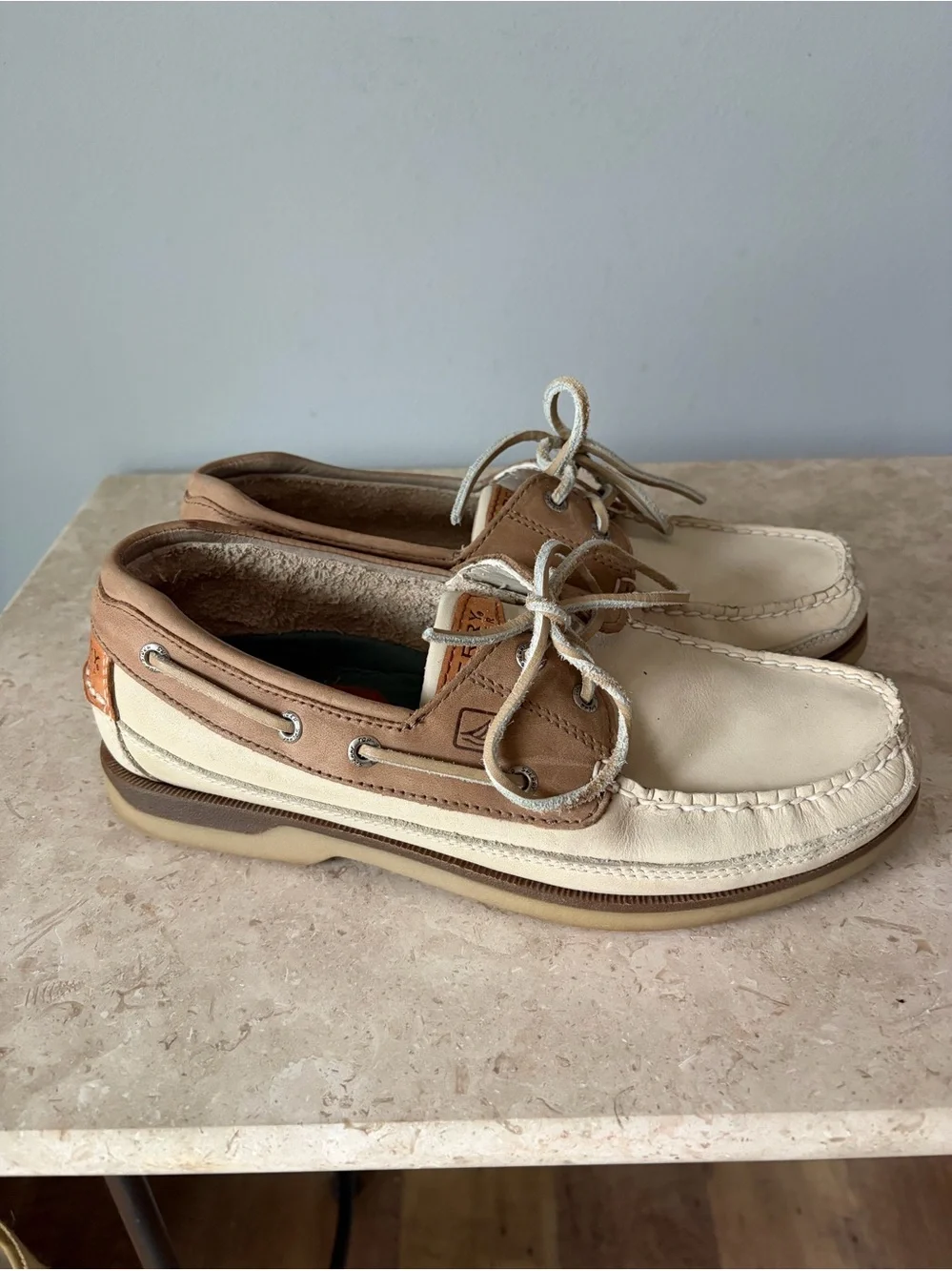 Sperry Top Sider Mako Collection Boat Shoes Men’s Size 9.5 Oyster Taupe Leather